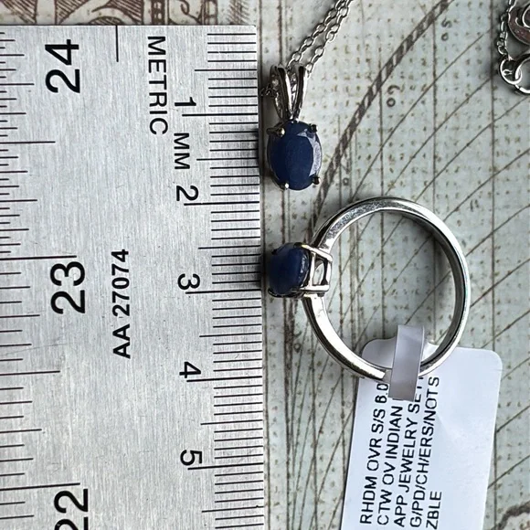 Dainty Natural Blue Sapphires in Sterling Silver Ring & Necklace ✨SOLD✨ - Picture 6 of 8